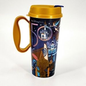 SOLD - Disneys 50th anniversary mug with gold lid